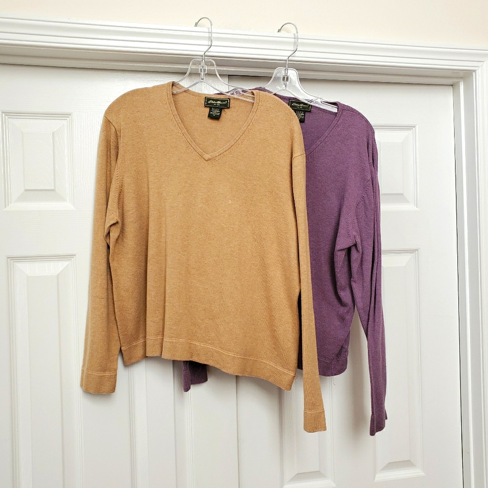 Eddie Bauer Purple Tan Sweaters